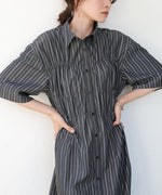 【S・Mサイズ展開】ビスチェ風シャツワンピース