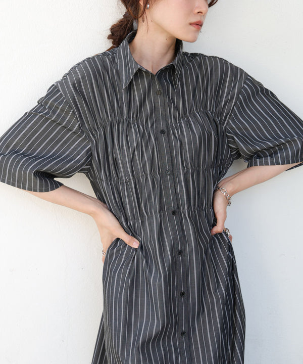 【S・Mサイズ展開】ビスチェ風シャツワンピース