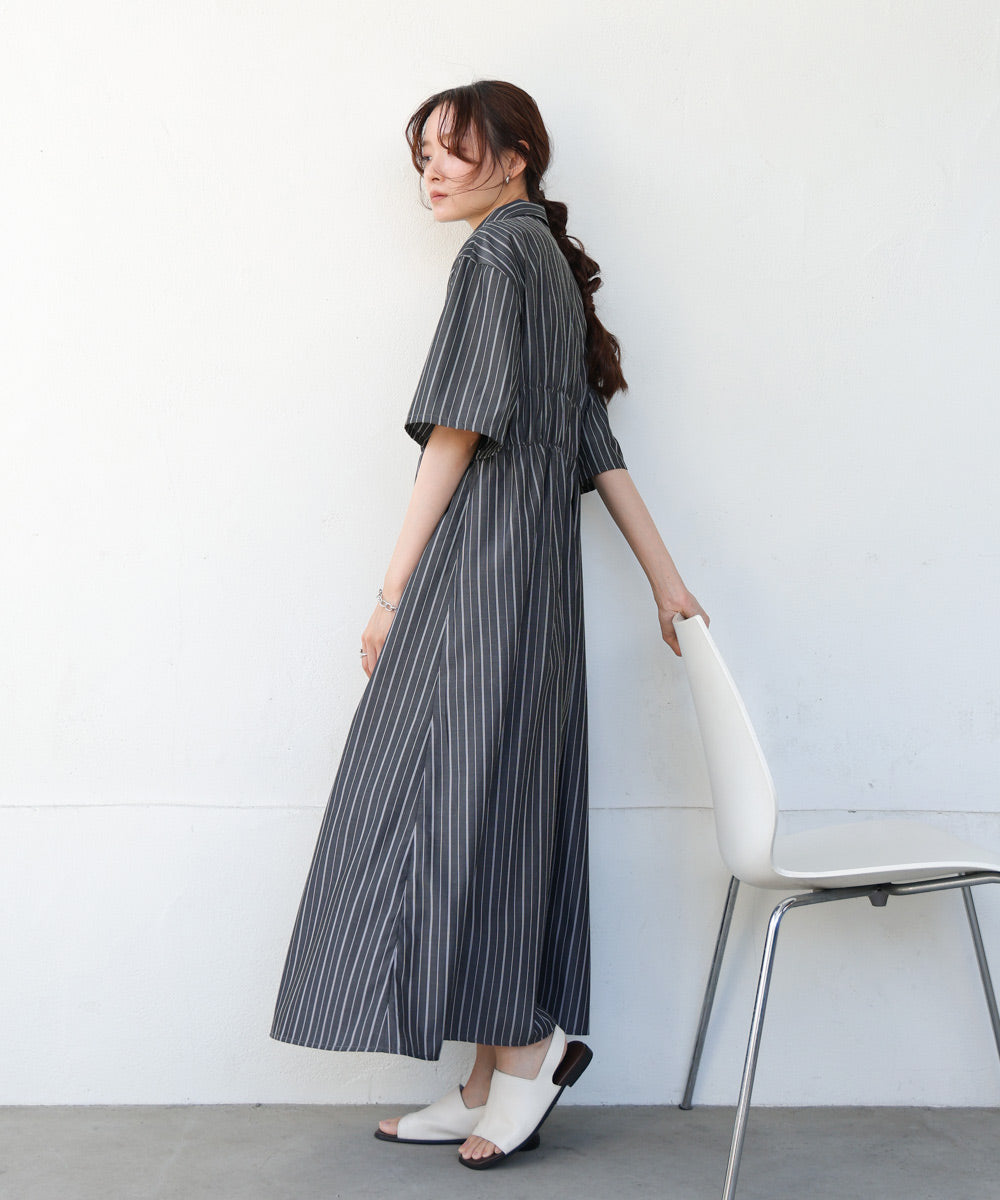 【S・Mサイズ展開】ビスチェ風シャツワンピース