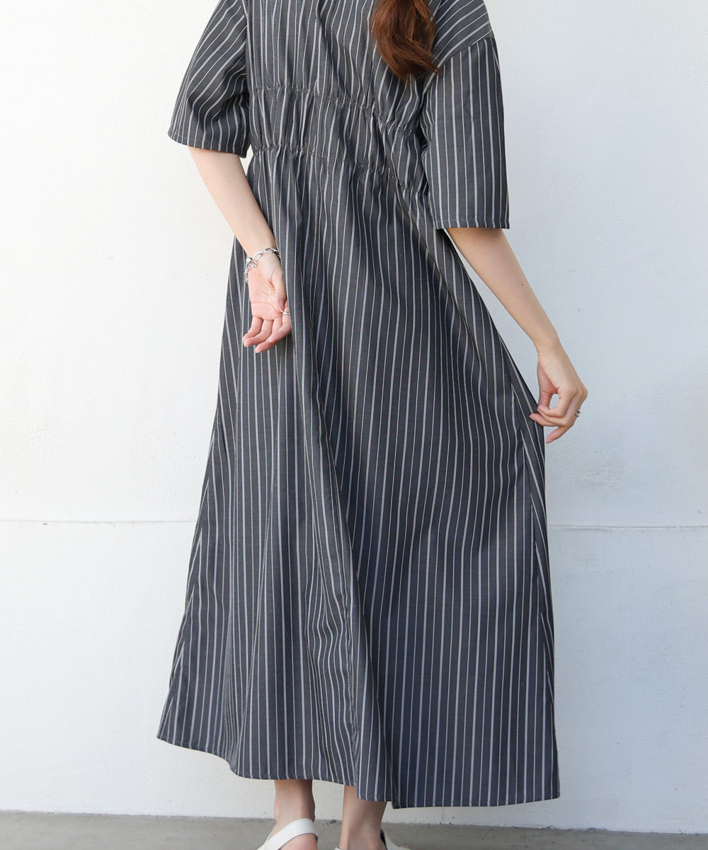 【S・Mサイズ展開】ビスチェ風シャツワンピース