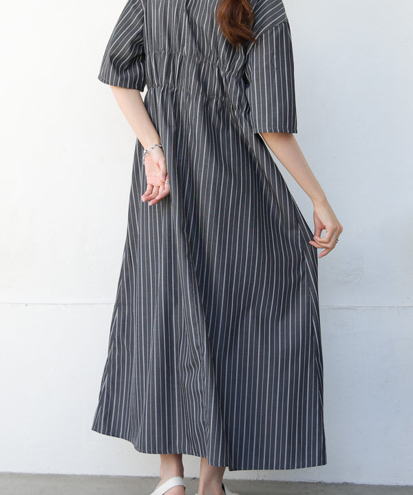 【S・Mサイズ展開】ビスチェ風シャツワンピース