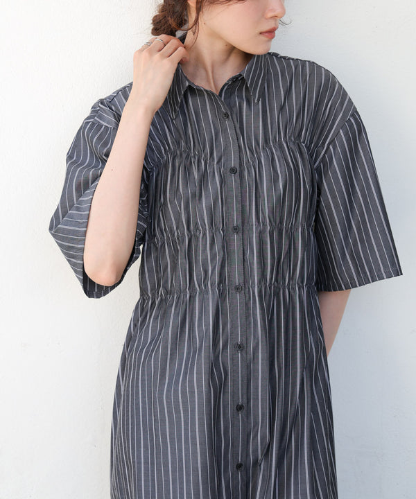 【S・Mサイズ展開】ビスチェ風シャツワンピース