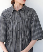 【S・Mサイズ展開】ビスチェ風シャツワンピース