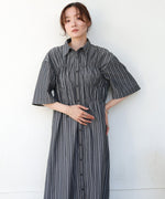 【S・Mサイズ展開】ビスチェ風シャツワンピース