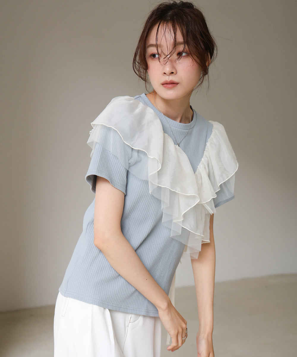 アシメフリルドッキングカットソー