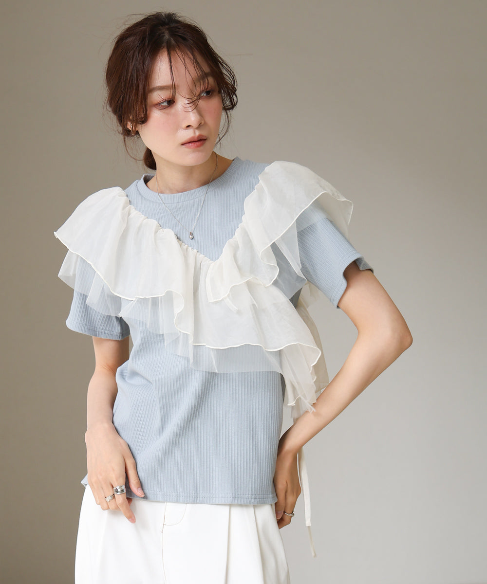 アシメフリルドッキングカットソー