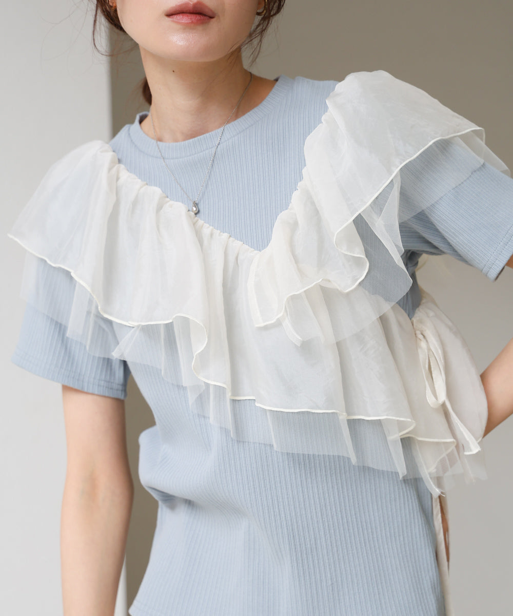 アシメフリルドッキングカットソー