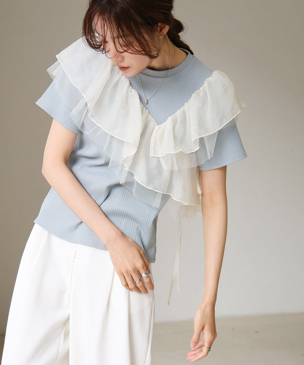 アシメフリルドッキングカットソー
