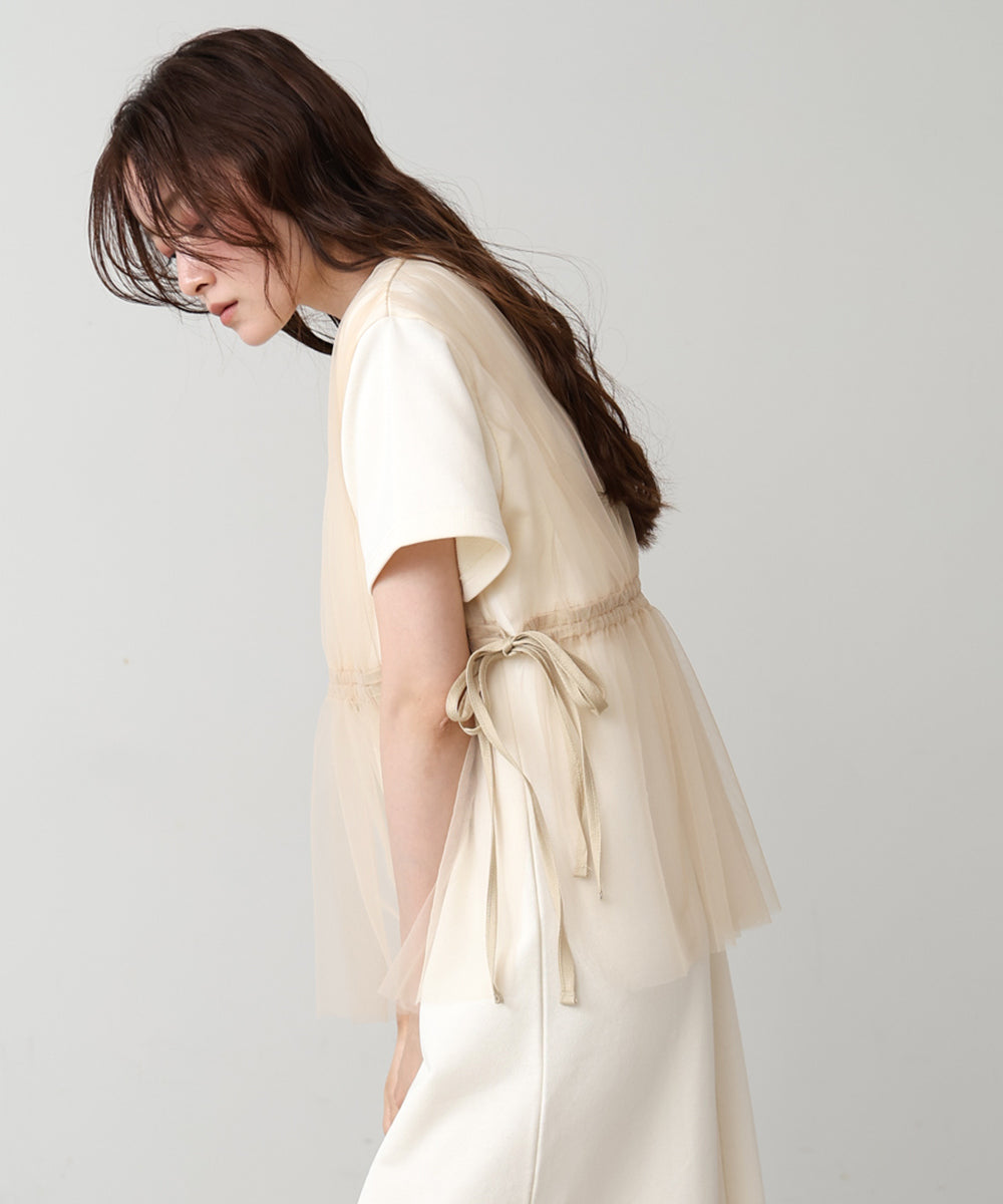 【S・Mサイズ展開】チュールドッキングスウェットワンピース