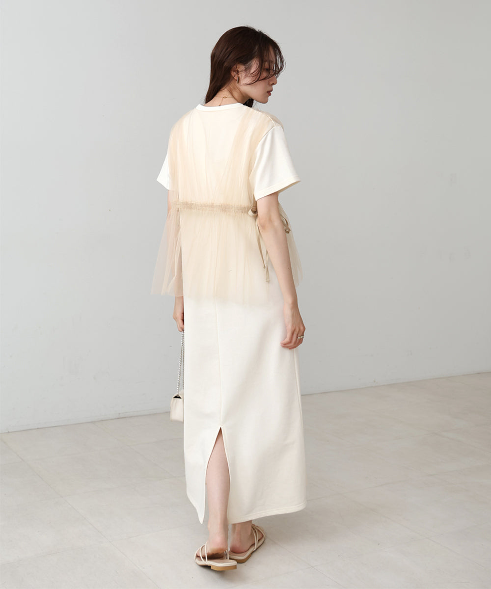 【S・Mサイズ展開】チュールドッキングスウェットワンピース