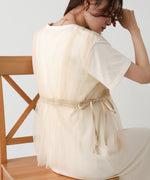 【S・Mサイズ展開】チュールドッキングスウェットワンピース