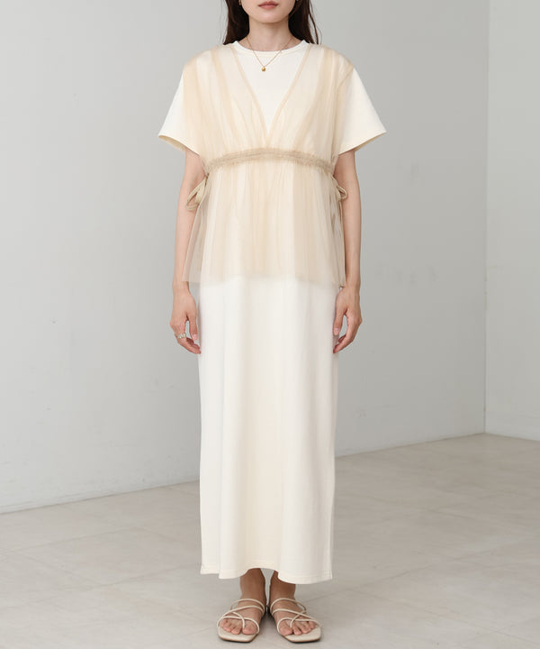 【S・Mサイズ展開】チュールドッキングスウェットワンピース