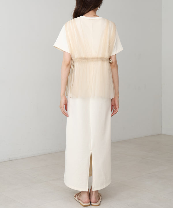 【S・Mサイズ展開】チュールドッキングスウェットワンピース