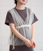 【S・Mサイズ展開】チュールドッキングスウェットワンピース