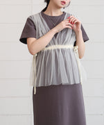 【S・Mサイズ展開】チュールドッキングスウェットワンピース