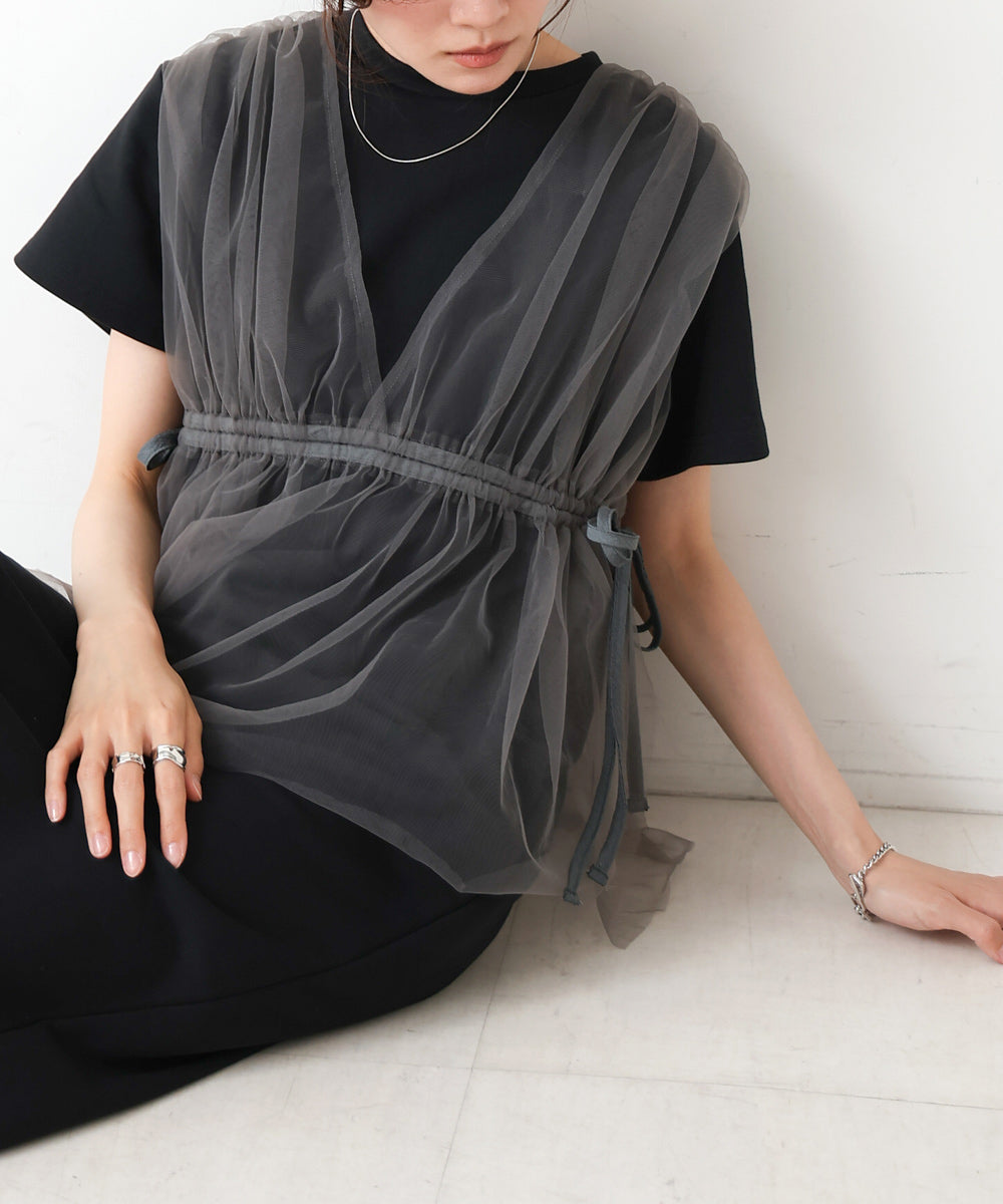 【S・Mサイズ展開】チュールドッキングスウェットワンピース