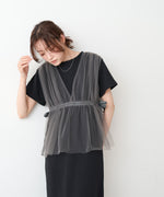 【S・Mサイズ展開】チュールドッキングスウェットワンピース