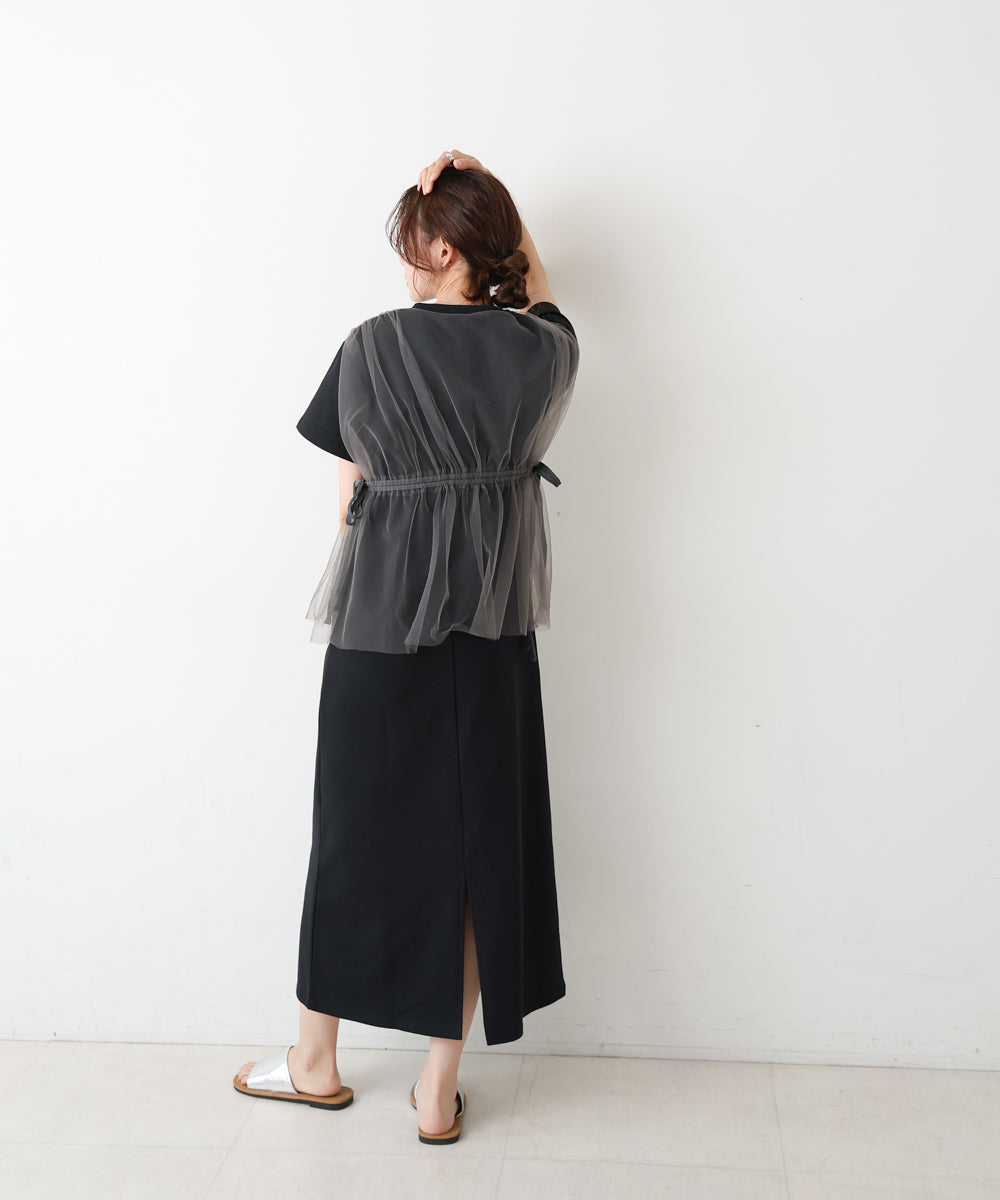 【S・Mサイズ展開】チュールドッキングスウェットワンピース