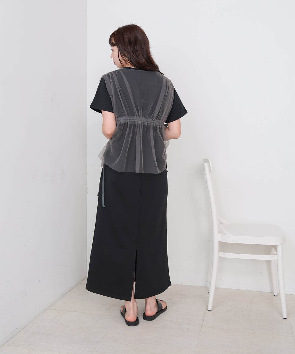 【S・Mサイズ展開】チュールドッキングスウェットワンピース