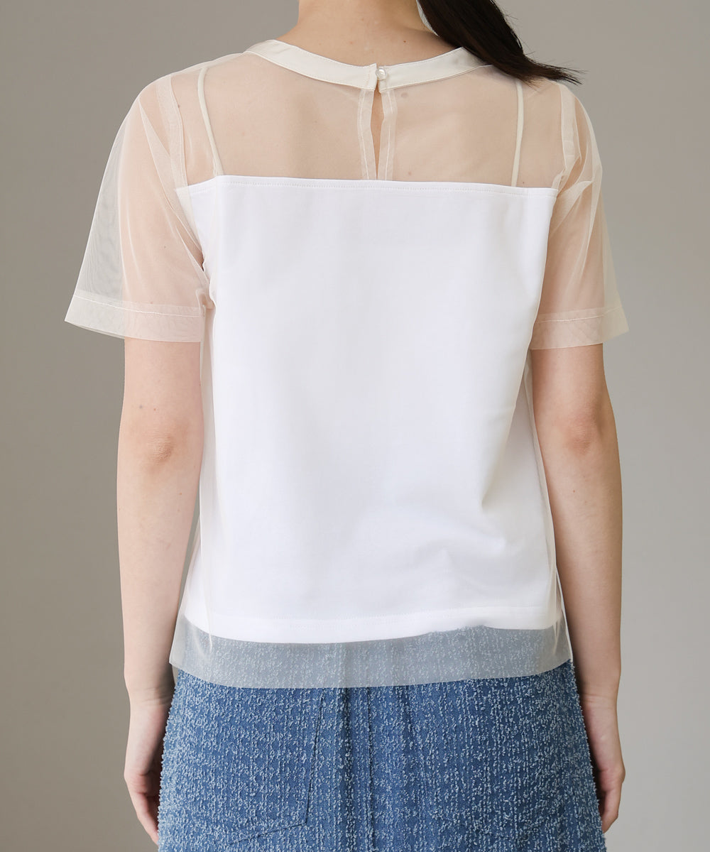 チュールレイヤードロゴＴシャツ