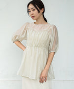 ビスチェ風シアーペプラムブラウス