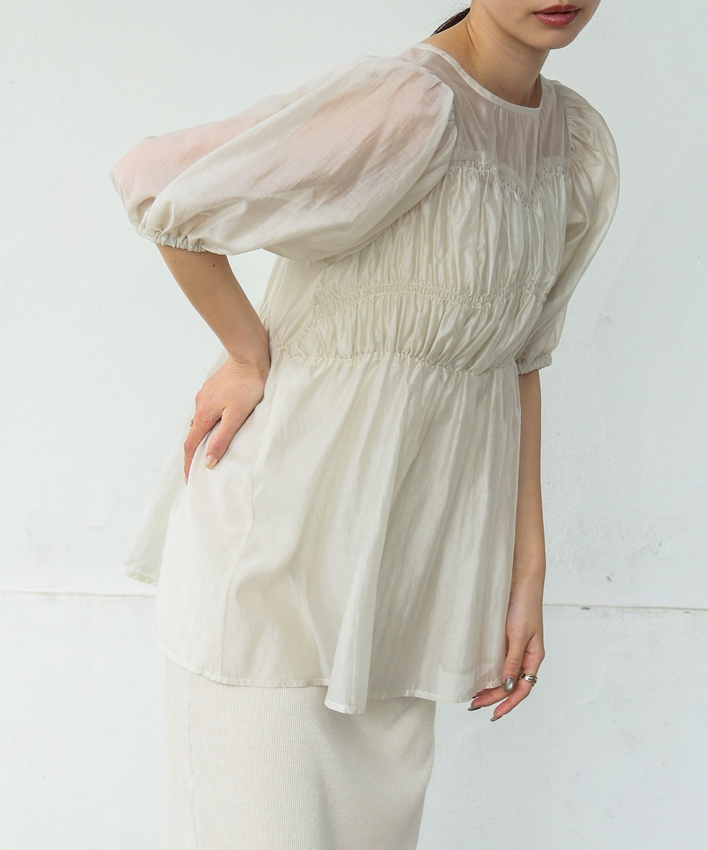 ビスチェ風シアーペプラムブラウス
