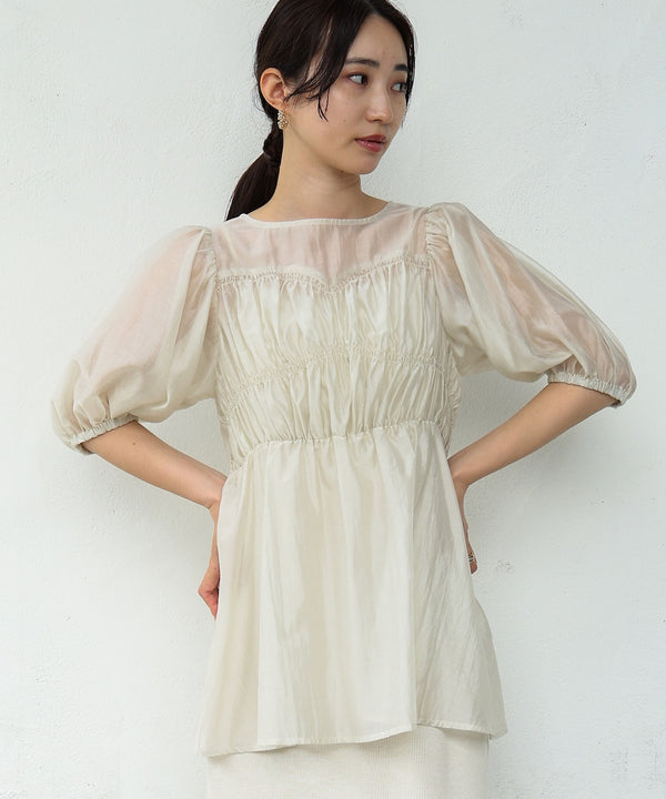 ビスチェ風シアーペプラムブラウス