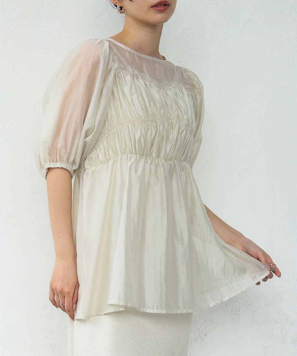ビスチェ風シアーペプラムブラウス
