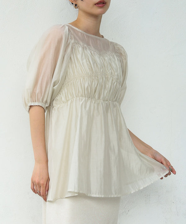 ビスチェ風シアーペプラムブラウス