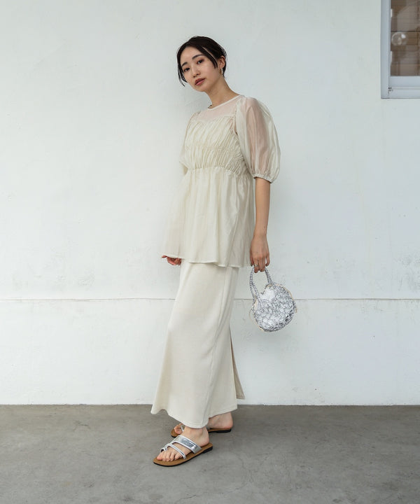 ビスチェ風シアーペプラムブラウス