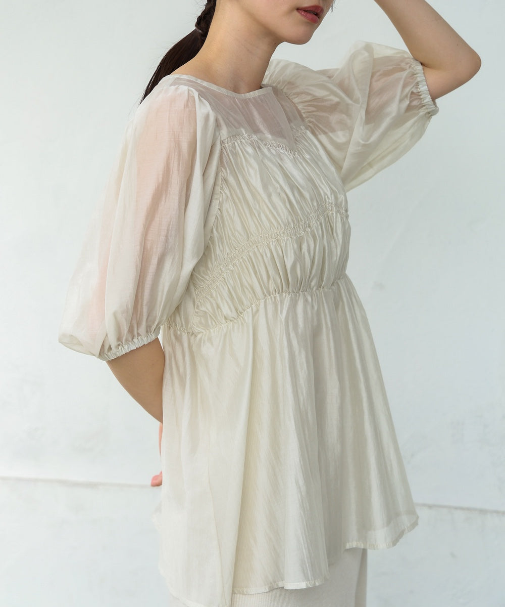 ビスチェ風シアーペプラムブラウス