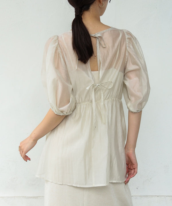 ビスチェ風シアーペプラムブラウス