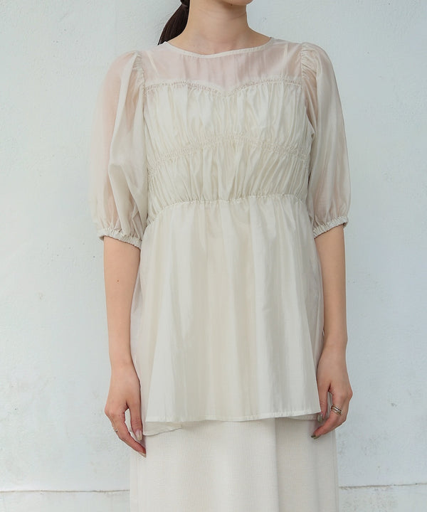 ビスチェ風シアーペプラムブラウス