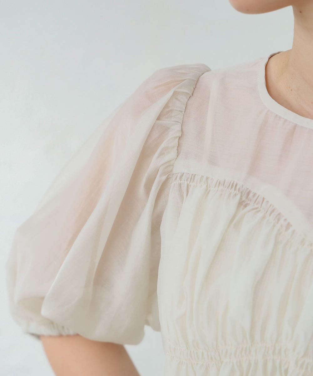 ビスチェ風シアーペプラムブラウス