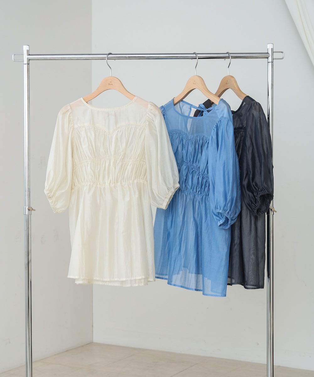 ビスチェ風シアーペプラムブラウス