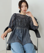 ビスチェ風シアーペプラムブラウス