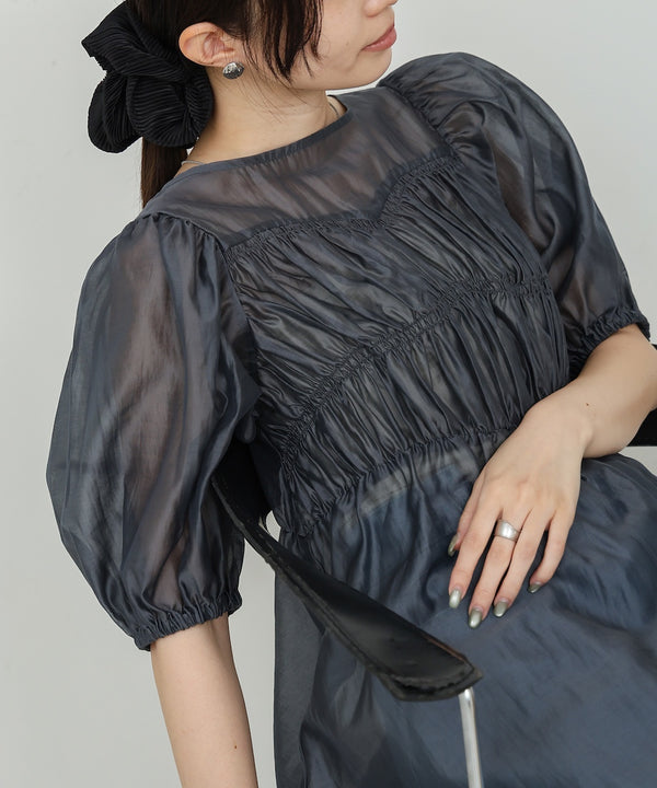ビスチェ風シアーペプラムブラウス
