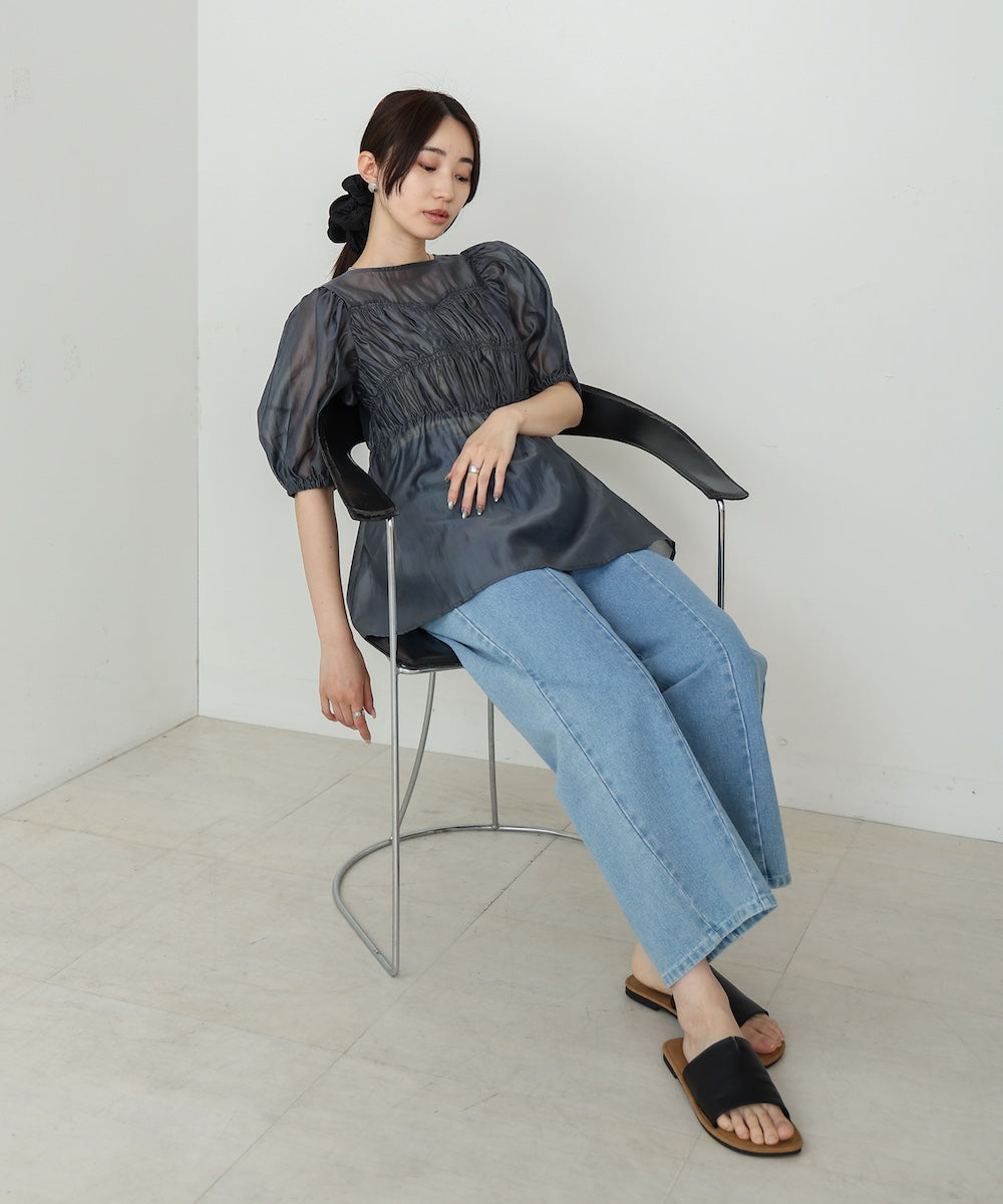 ビスチェ風シアーペプラムブラウス