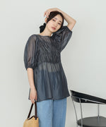 ビスチェ風シアーペプラムブラウス