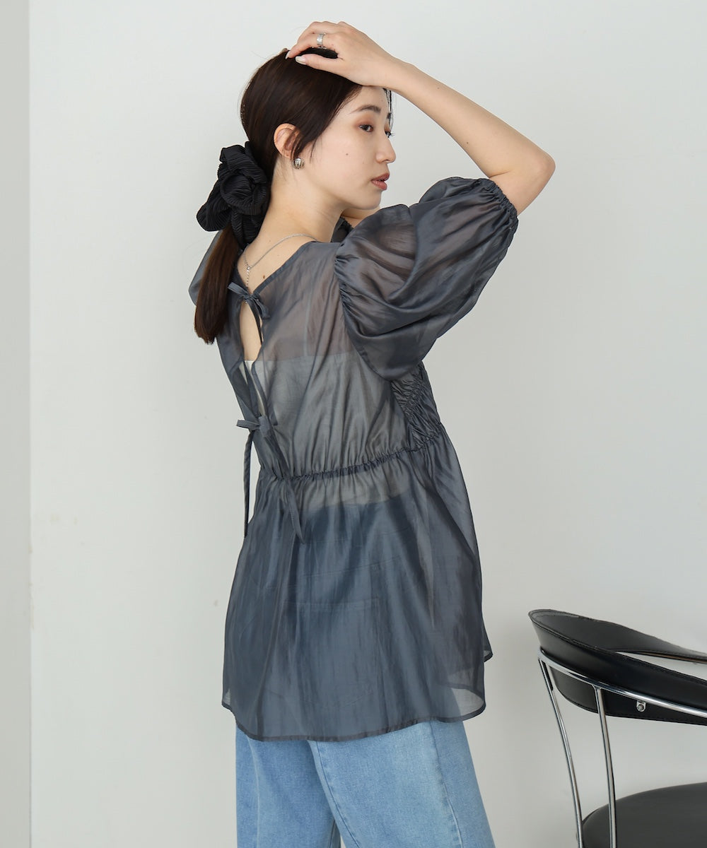 ビスチェ風シアーペプラムブラウス