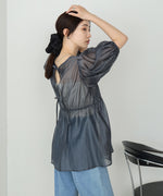 ビスチェ風シアーペプラムブラウス