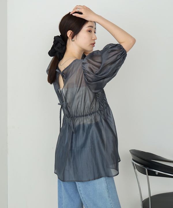 ビスチェ風シアーペプラムブラウス