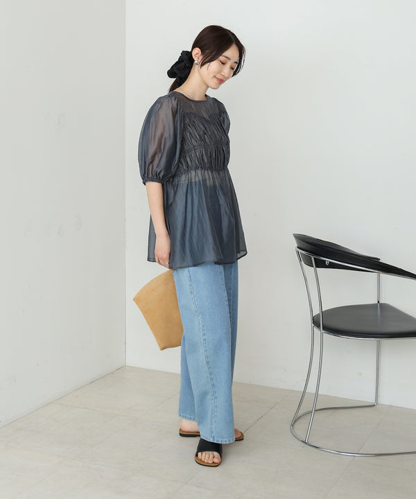 ビスチェ風シアーペプラムブラウス