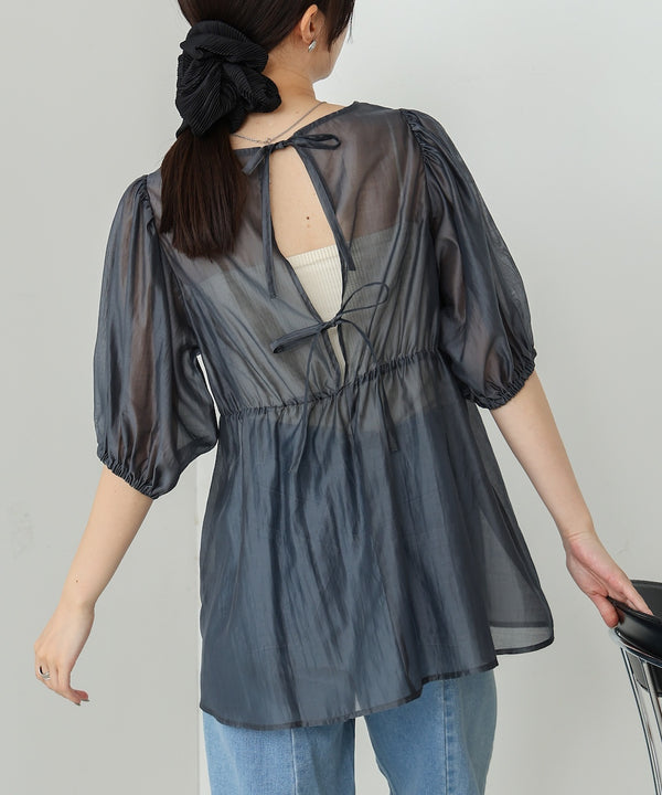ビスチェ風シアーペプラムブラウス