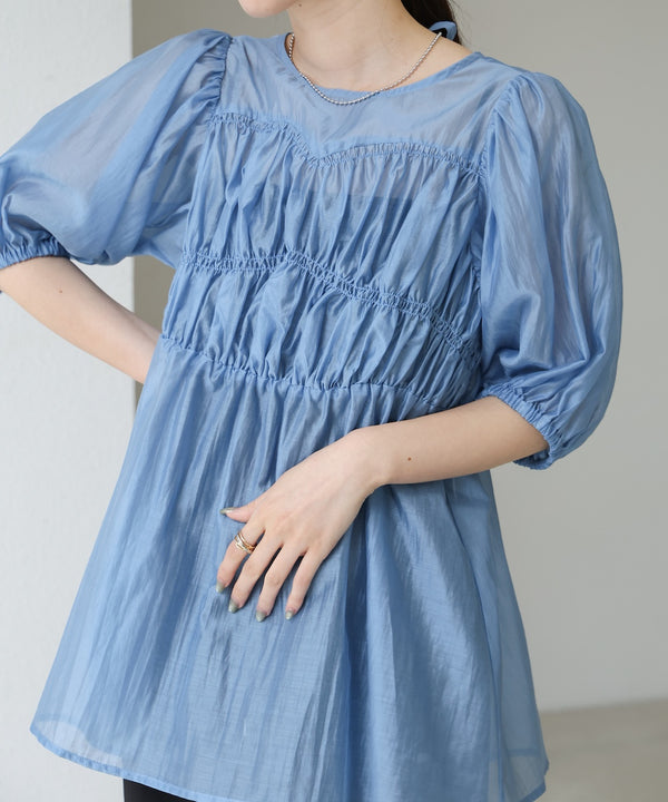 ビスチェ風シアーペプラムブラウス