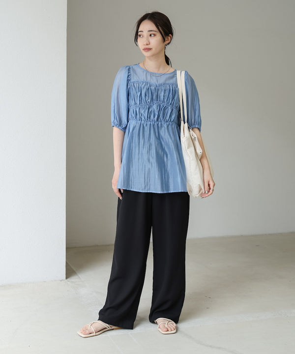 ビスチェ風シアーペプラムブラウス