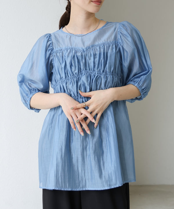 ビスチェ風シアーペプラムブラウス