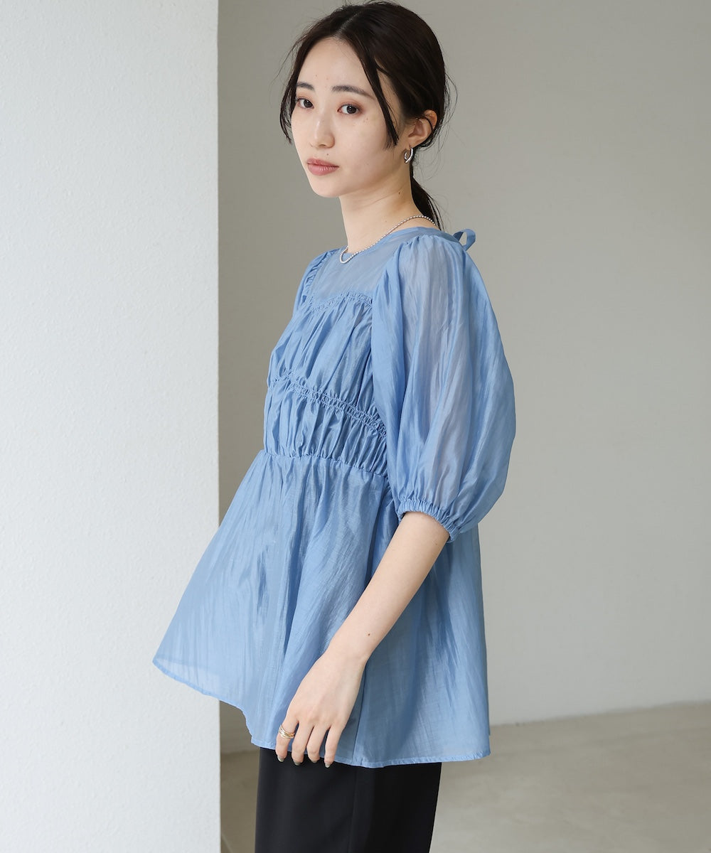 ビスチェ風シアーペプラムブラウス