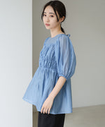 ビスチェ風シアーペプラムブラウス