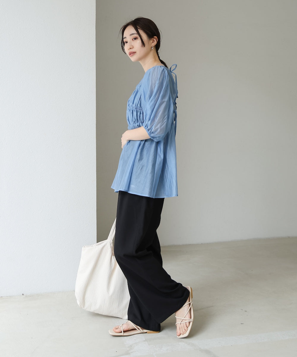 ビスチェ風シアーペプラムブラウス